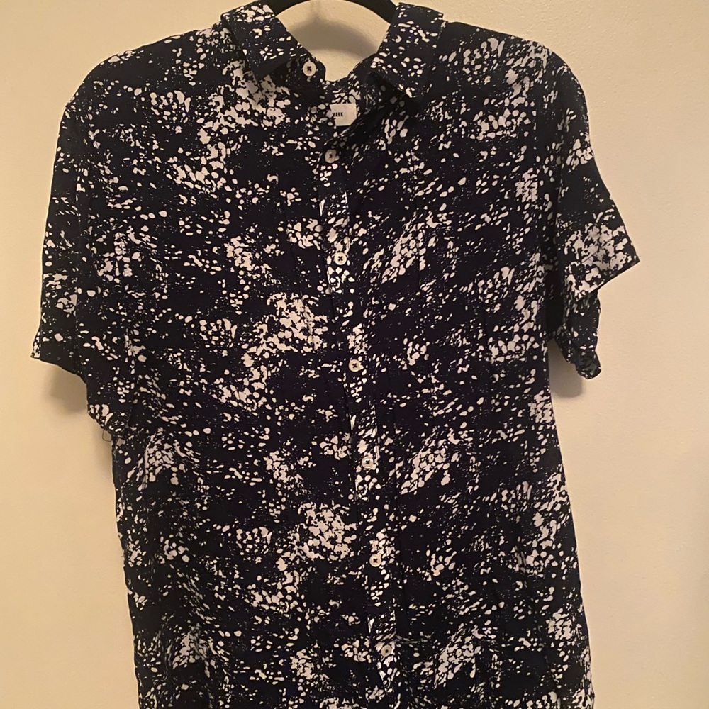 Casual Navy and White Men's Button Down Shirt